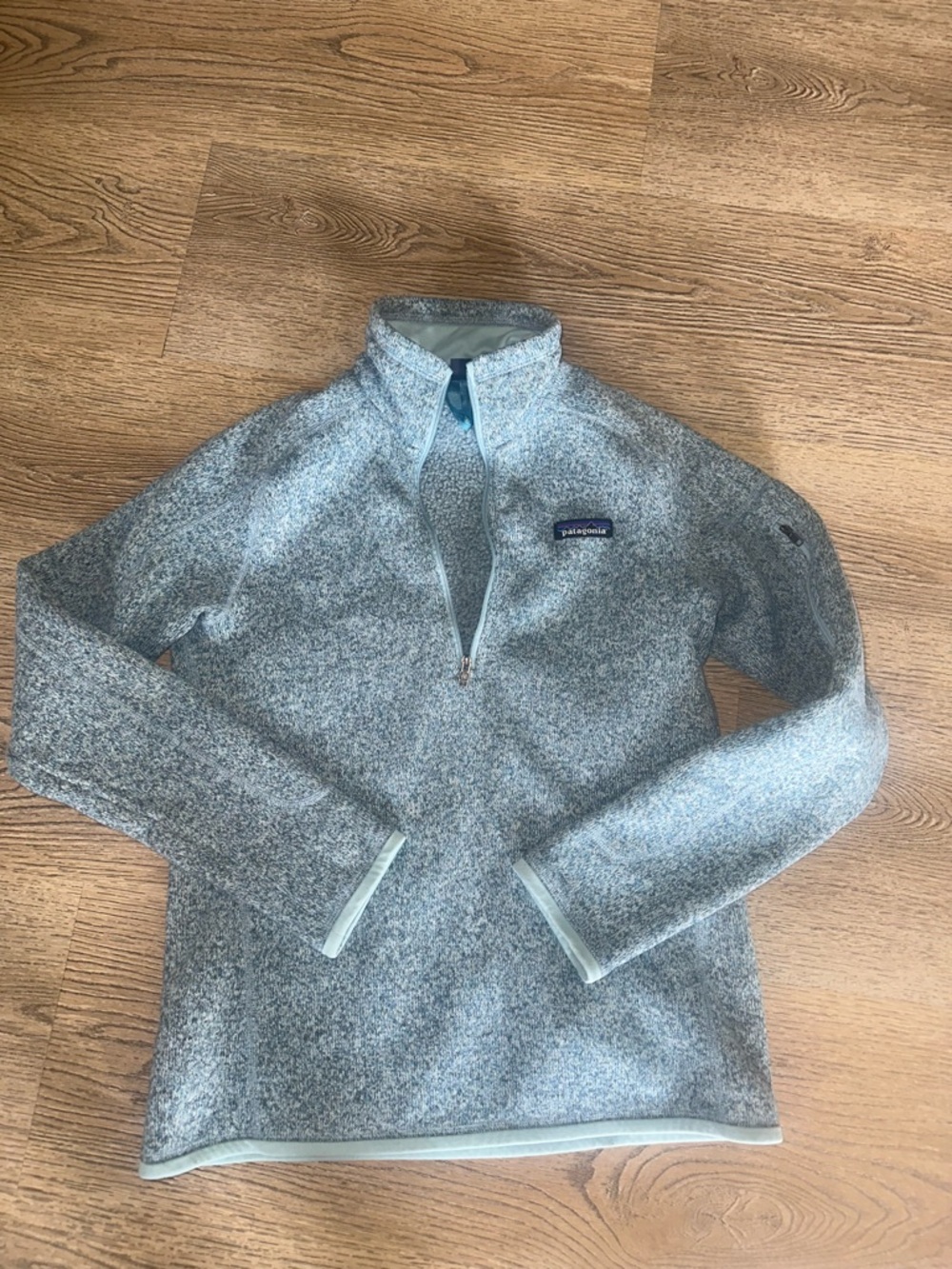 Patagonia Light Blue Heather Fleece with Teal Trim
